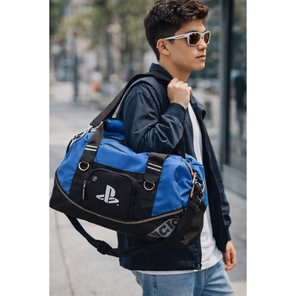 PlayStation PS‎ Logo Blue Black Duffle Bag Gym Travel Gear